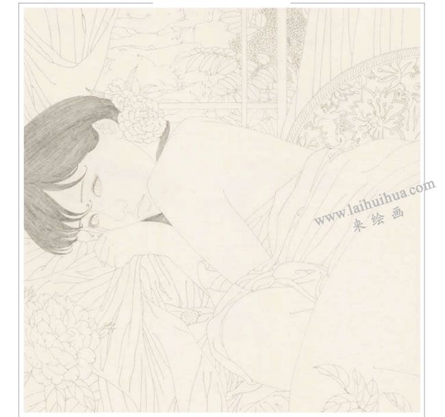 李嘉儒工笔人物画《幽浮香》步骤02