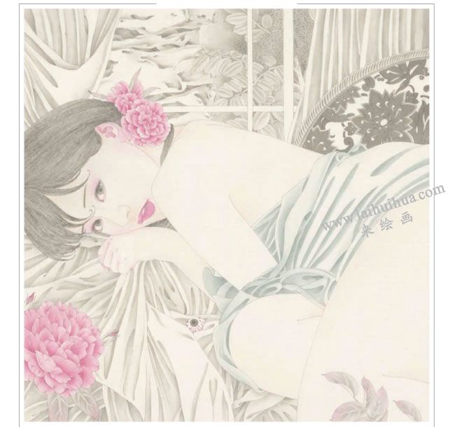 李嘉儒工笔人物画《幽浮香》步骤03