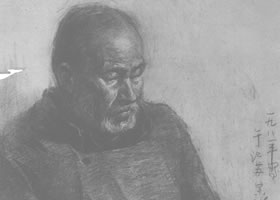 《刻陶的老人》素描作品