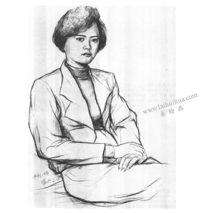 半身肖像素描写生步骤05