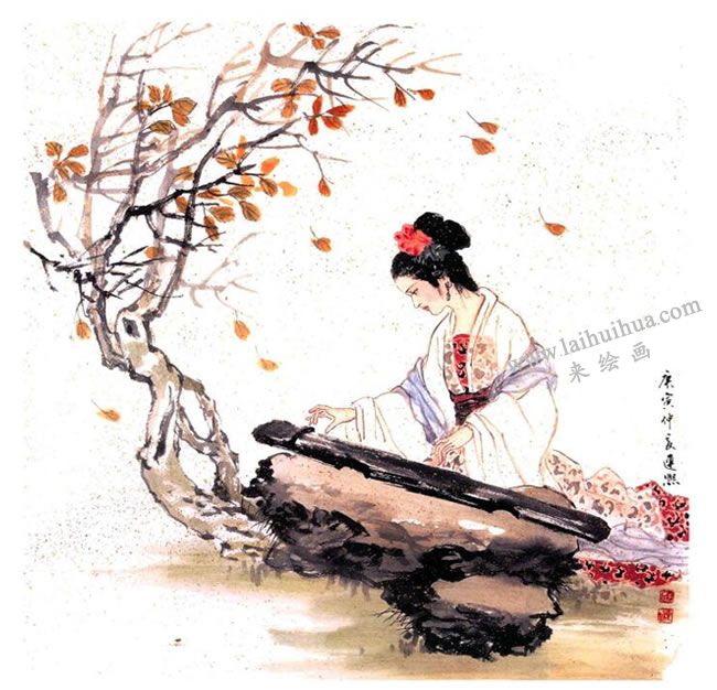《抚琴图》步骤图07