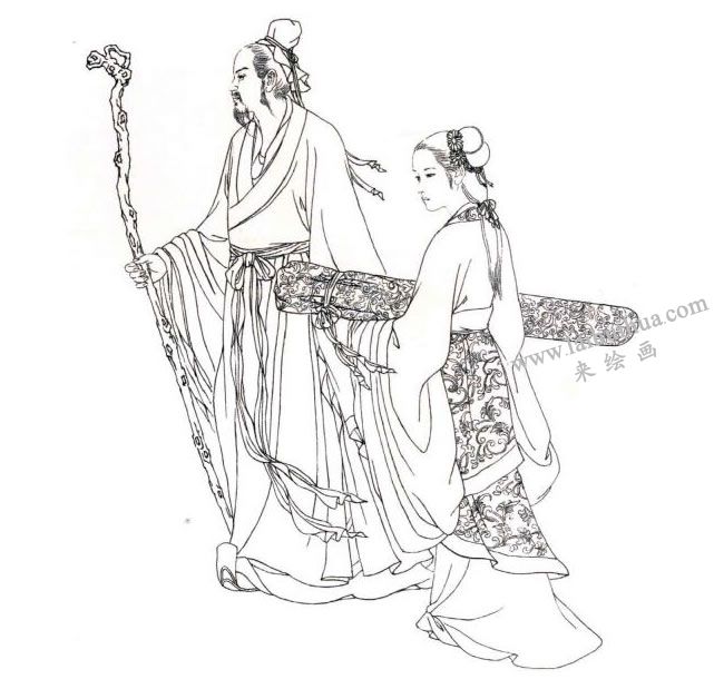 绢本《游秋》步骤图02