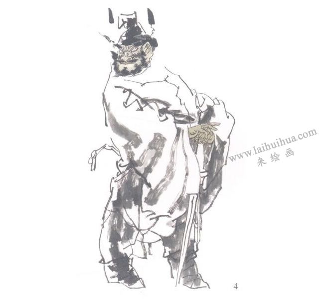 国画钟馗全身七步骤04