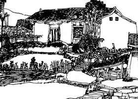 速写作品《农家小景》