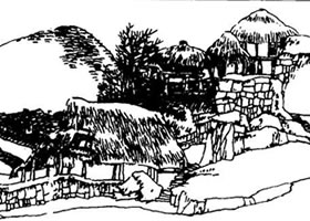 风景速写作品《瑶山春日》