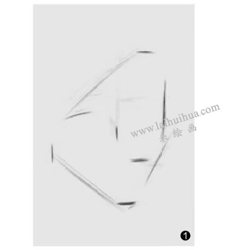 两个几何形体组合（切面圆柱体和圆锥体）素描步骤01