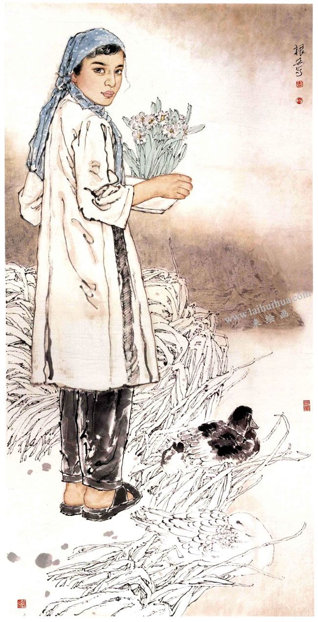 中国画《江边晚露》创作步骤05