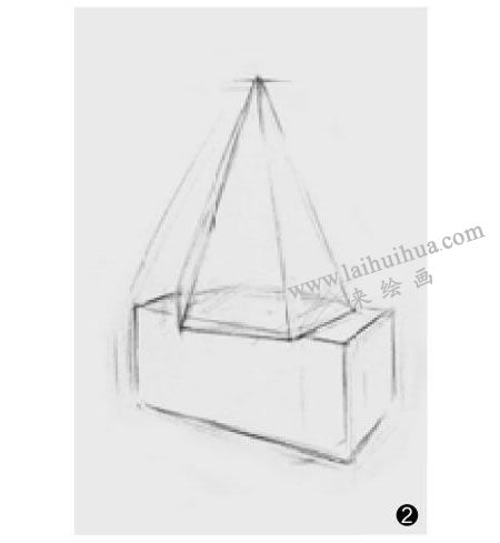 两个几何形体组合（六棱柱和长方体）素描步骤02