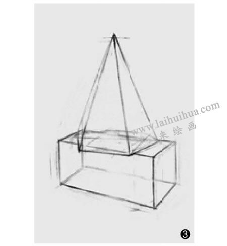两个几何形体组合（六棱柱和长方体）素描步骤03
