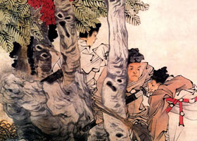 任伯年《树阴观刀图》