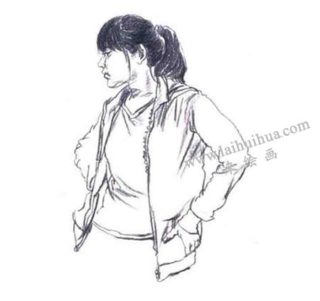 女性站姿速写步骤02