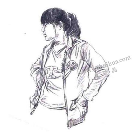 女性站姿速写步骤03
