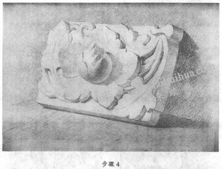 素描石膏浮雕写生步骤04
