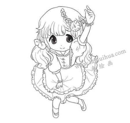 可爱花仙子Q版美少女绘制流程步骤03