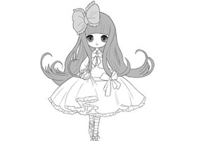 长发飘飘女孩Q版美少女绘制步骤