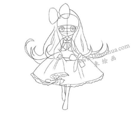 长发飘飘女孩Q版美少女绘制步骤02