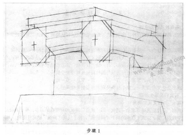 素描石膏柱头写生步骤01
