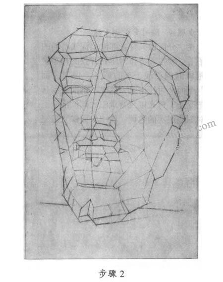 素描亚历山大石膏分面像写生步骤02