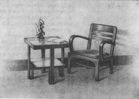 素描茶几、沙发组合写生步骤
