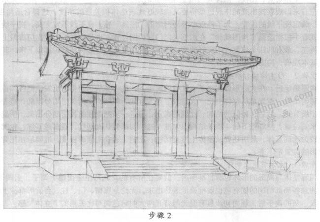 素描门廊写生步骤02