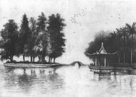 素描西湖风景写生步骤