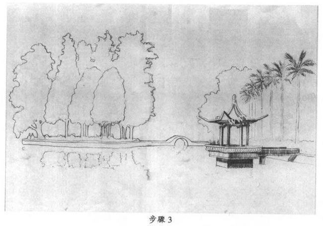 素描西湖风景写生步骤03