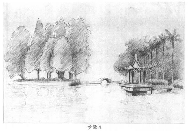 素描西湖风景写生步骤04