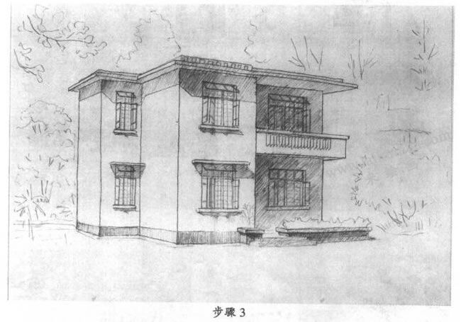 素描住宅建筑写生步骤03