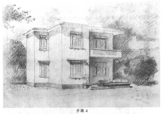 素描住宅建筑写生步骤04