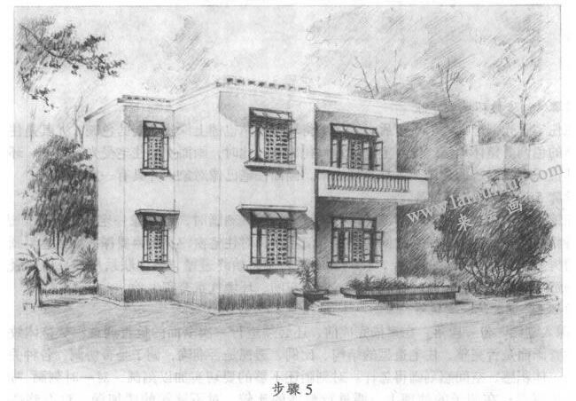 素描住宅建筑写生步骤05