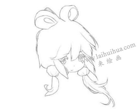 干练少女Q版美少女头部绘制步骤02