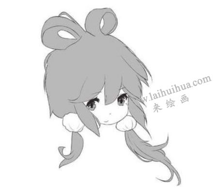 干练少女Q版美少女头部绘制步骤03