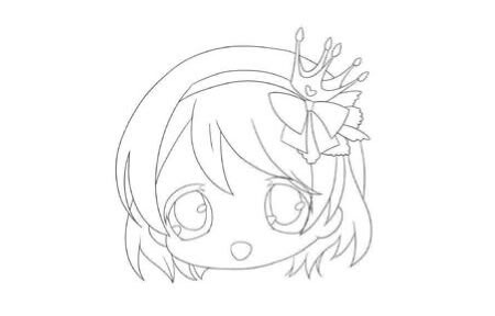 可爱的短发少女头部Q版卡通画绘制步骤02