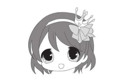 可爱的短发少女头部Q版卡通画绘制步骤03