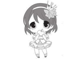 可爱的短发少女头部Q版卡通画绘制步骤