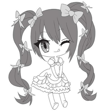 长辫子Q版卡通画少女头部绘制步骤