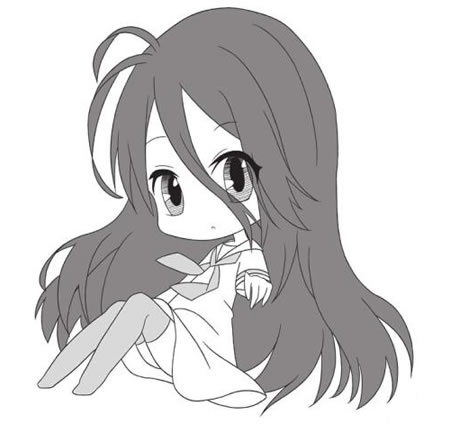 坐姿的少女Q版人物的绘制步骤