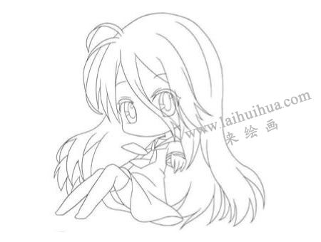 坐姿的少女Q版人物的绘制步骤02