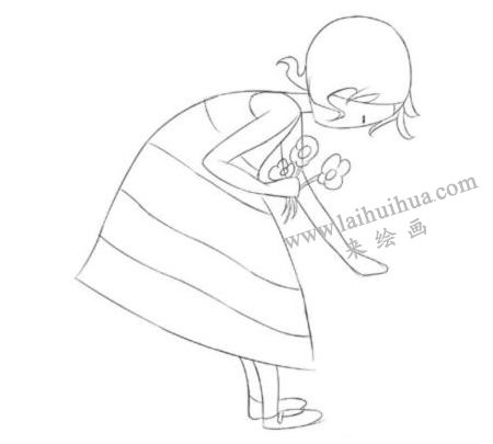 弯腰的女孩Q版人物的绘制步骤02