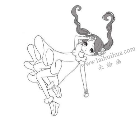 躺着的少女Q版人物的绘制步骤03