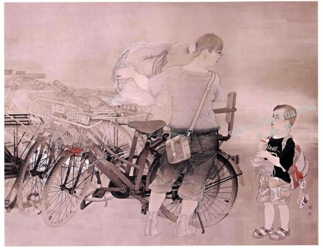 罗寒蕾工笔人物画《別迟到》创作步骤图05