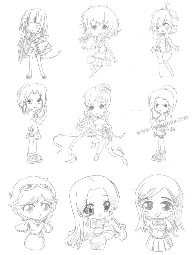 御姐型Q版美少女素描大图01