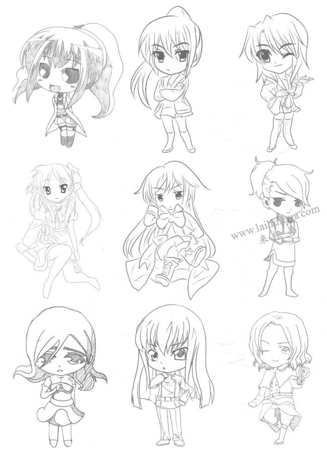 御姐型Q版美少女素描大图03