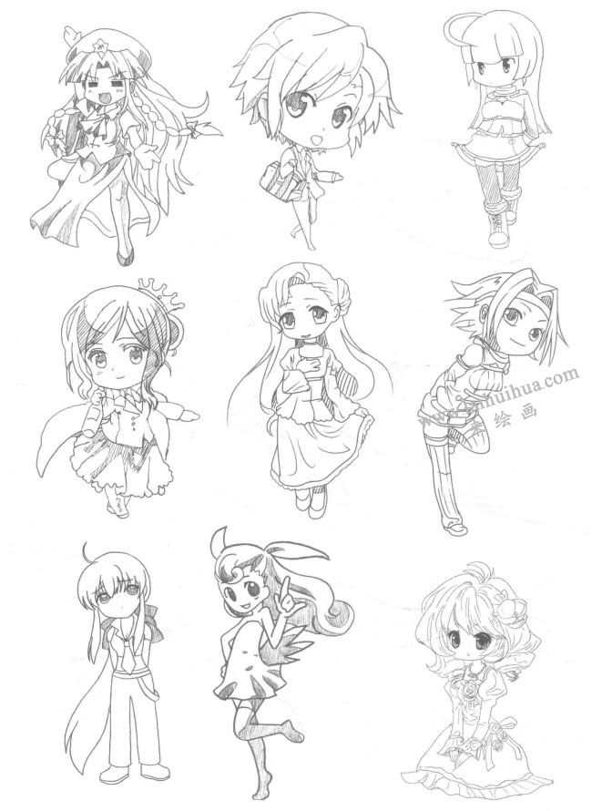 御姐型Q版美少女素描大图05
