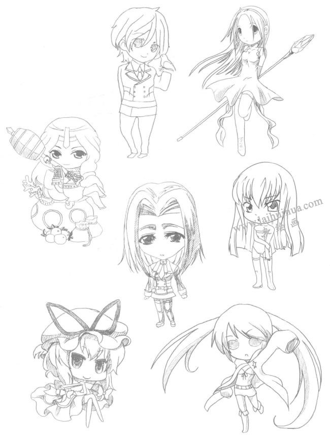 御姐型Q版美少女素描大图06
