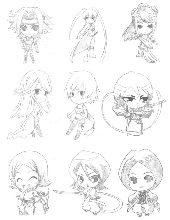 战姬型Q版美少女素描大图01
