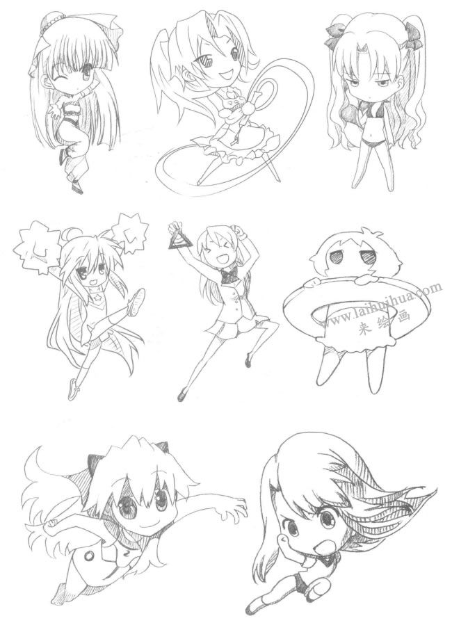 运动型Q版美少女素描大图05