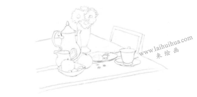 咖啡厅素描画法步骤01
