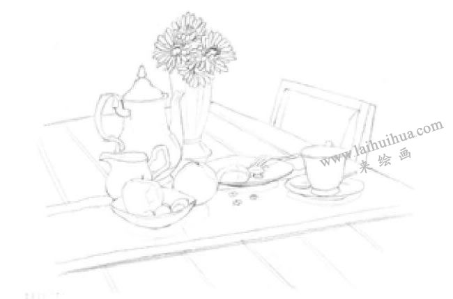 咖啡厅素描画法步骤02