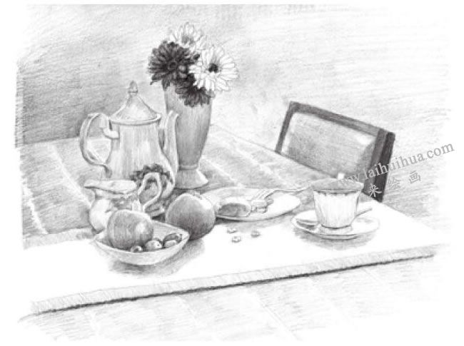 咖啡厅素描画法步骤04